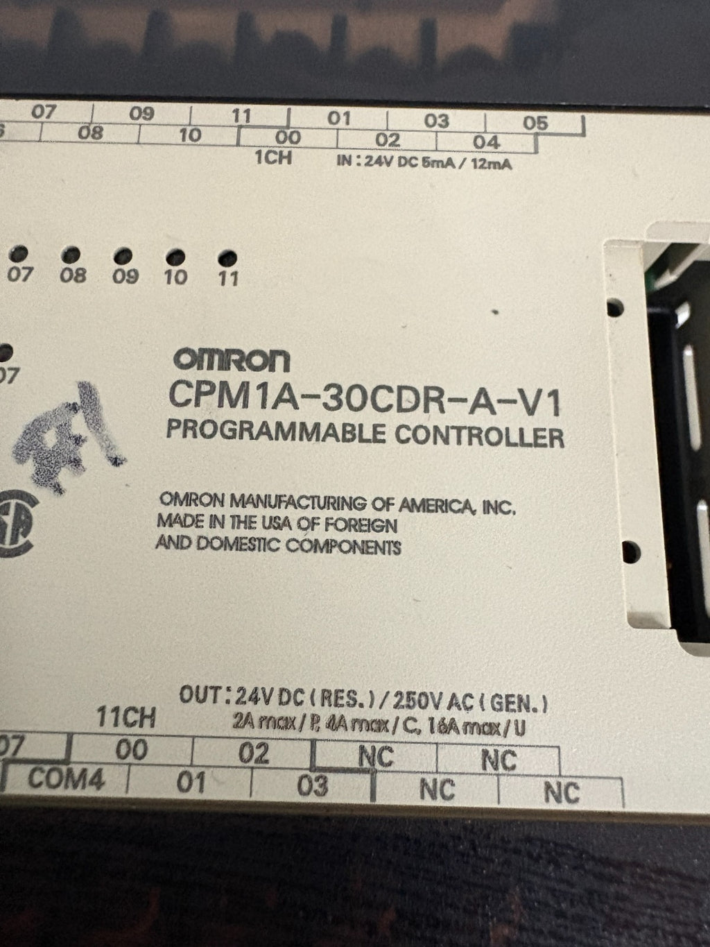 OMRON CPU PROGRAMMABLE CONTROLLER CPM1A-30CDR-A-V1