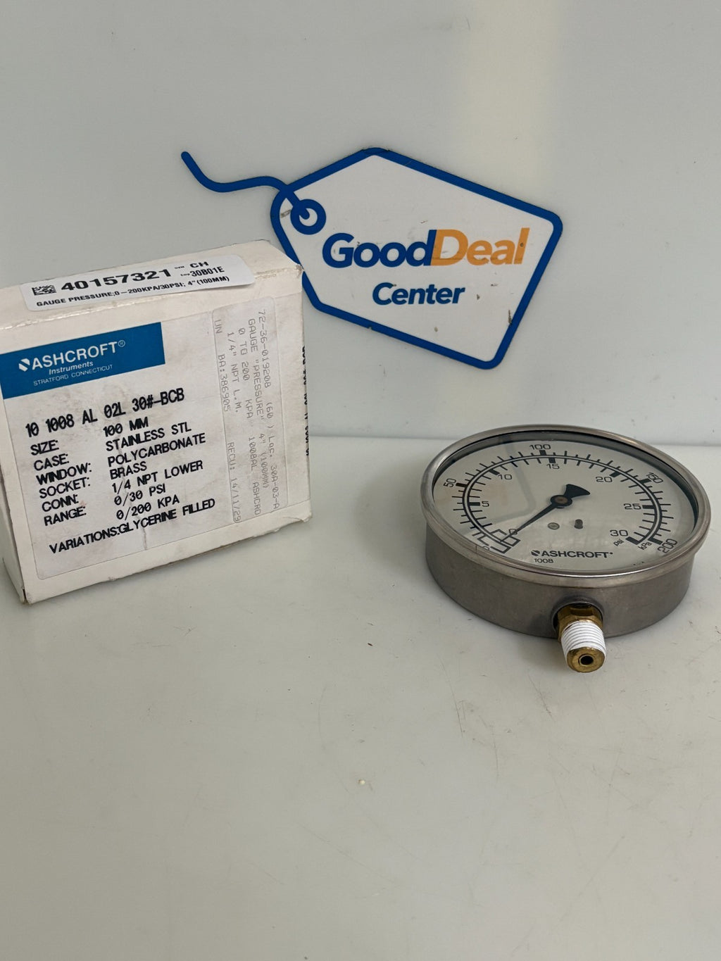 ASHCROFT S STEEL 0-30PSI PRESSURE GAUGE 100MM0