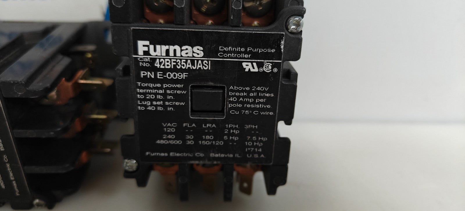 LOT OF 2 FURNAS 24 V COIL DEFINITE PURPOSE CONTACTOR 42BF35AJASI1