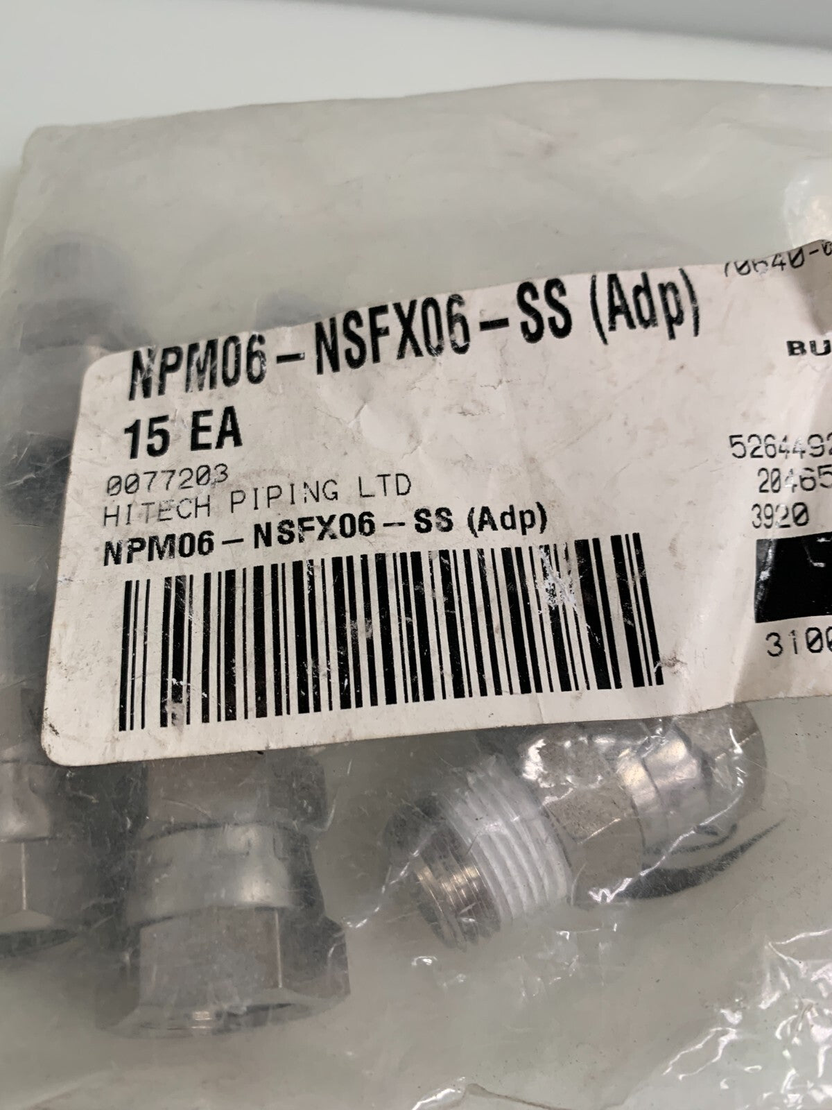 LOT OF 5 + 1 FREE TOMPKINS STEEL ADAPTER NPM06-NSFX06-SS (NEW IN BAG)