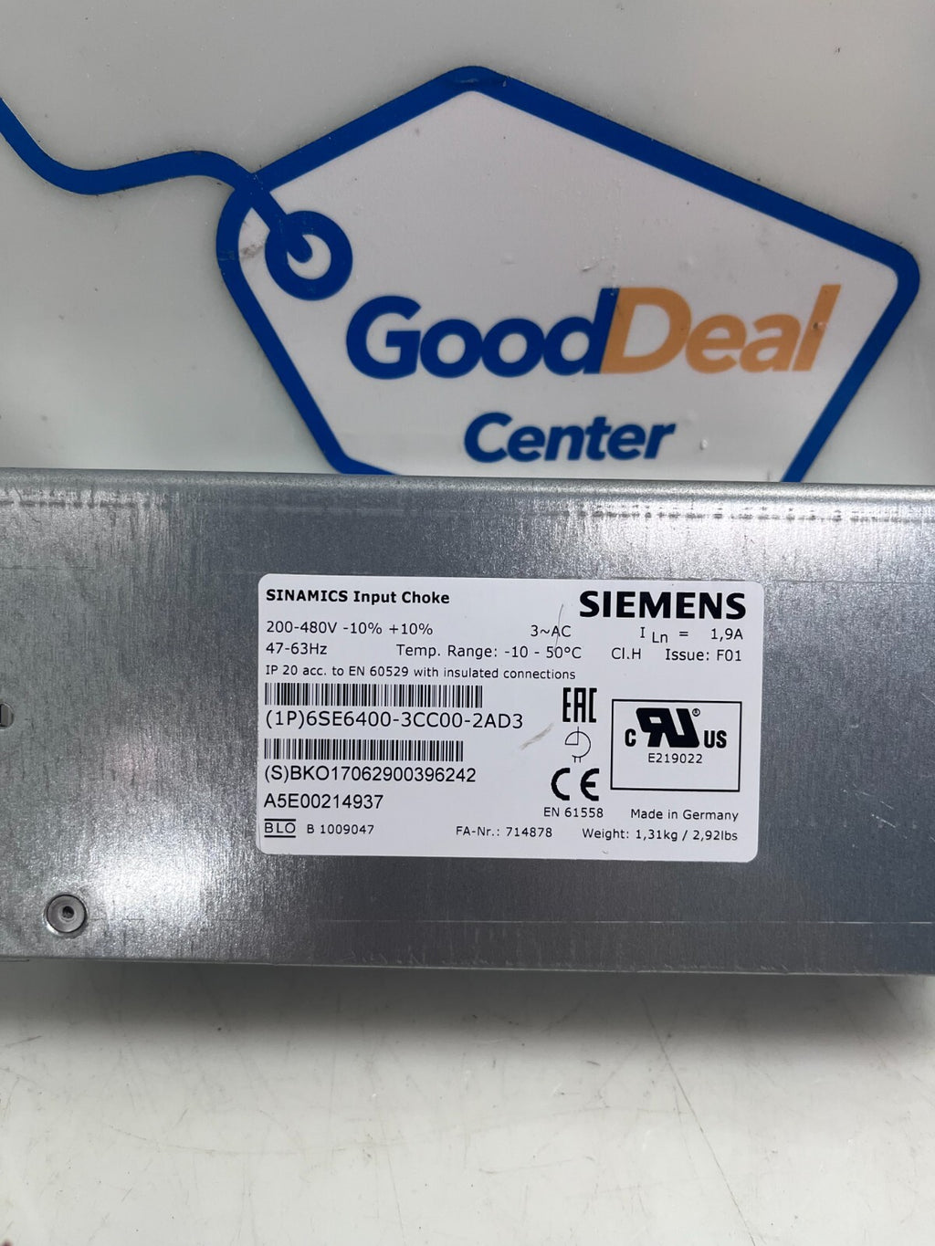 SIEMENS / SINAMICS Input Choke  6SE6400-3CC00-2AD3   AC Commutation Choke