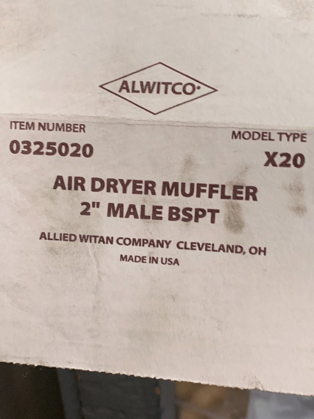 ALWITCO  X20  2'' Male Air Dryer Exhaust Muffler   0325020
