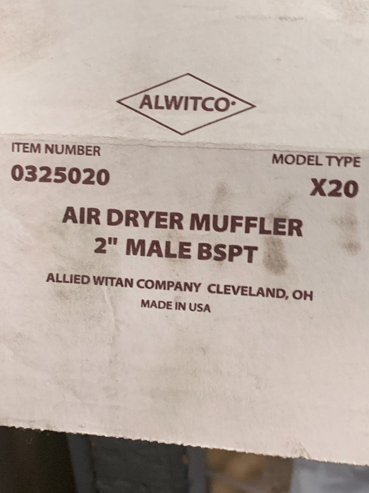ALWITCO  X20  2'' Male Air Dryer Exhaust Muffler   0325020