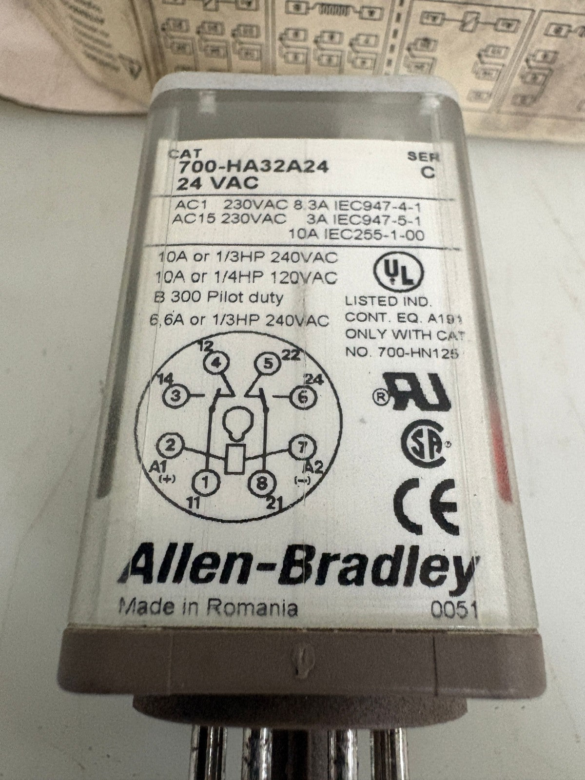 LOT OF 5 ALLEN BRADLEY GENERAL PURPOSE TUBE BASE RELAY 700-HA32A24 C1
