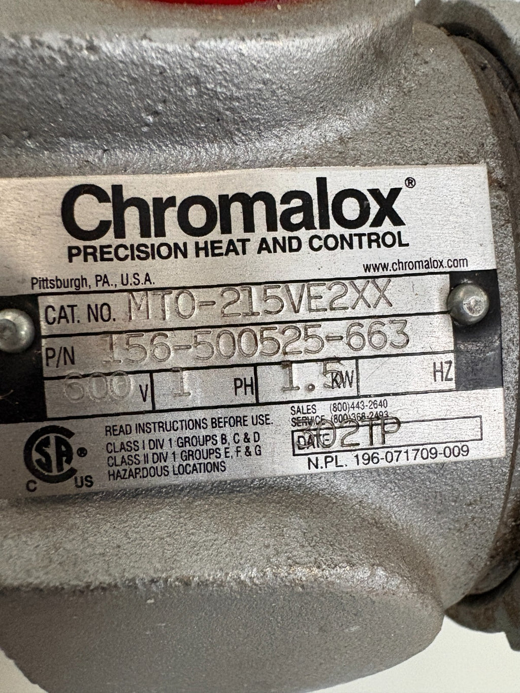 APPLETON HEATER IMMERSON MTO-215VC2XX 
