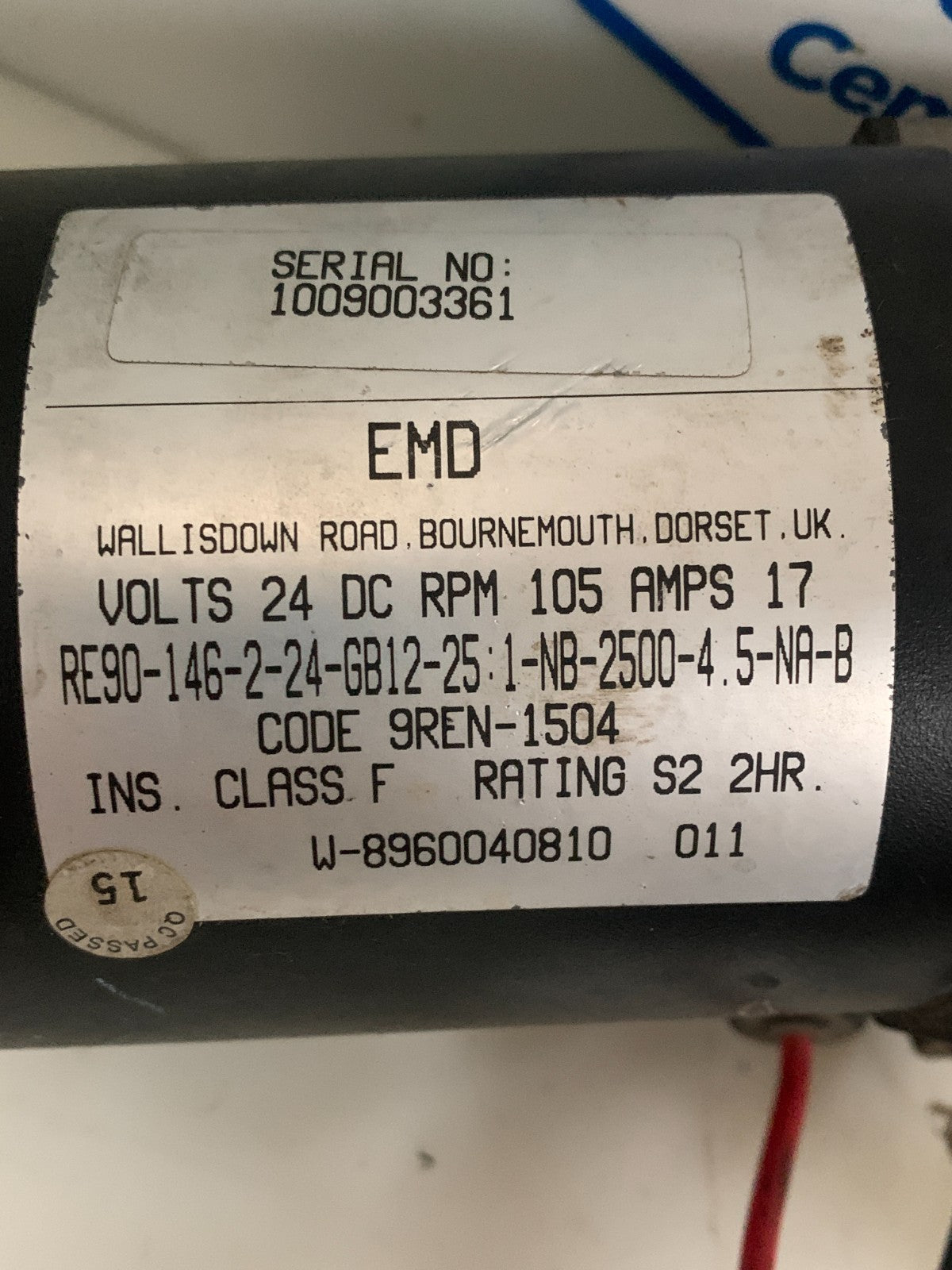 EMD 24 VDC MOTOR RPM 105 17 AMPS RE90-146-2-24-GB12-25