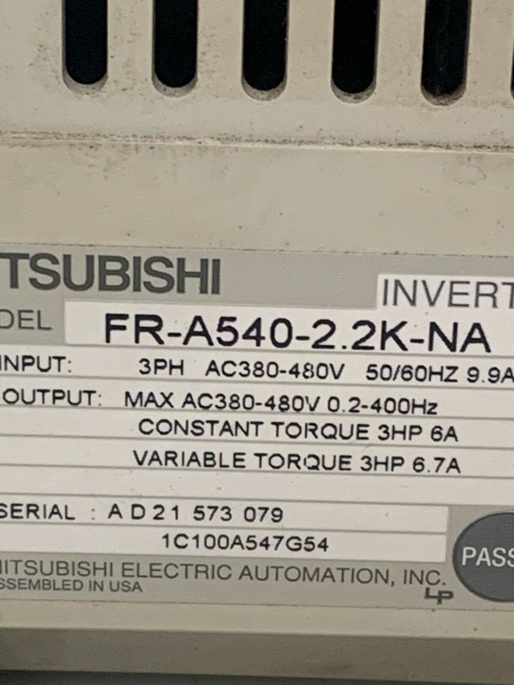 Mitsubishi A500 Inverter FR-A540-2.2K-NA
