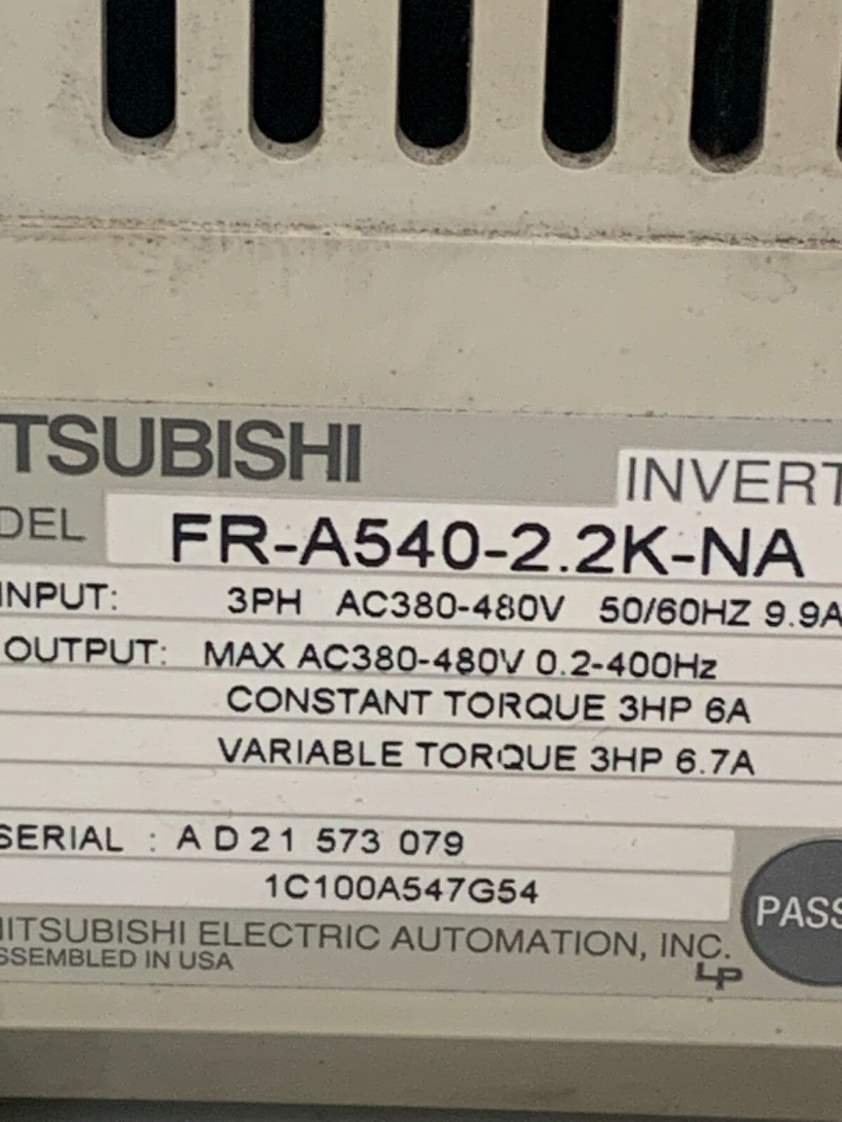 Mitsubishi A500 Inverter FR-A540-2.2K-NA