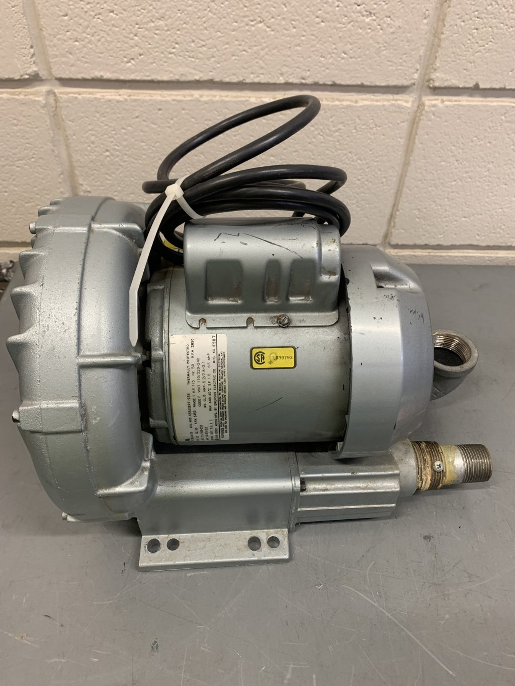 EMERSON ELECTRIC 1/3 HP REGENERATOR BLOWER J411X K55JXEPT-9350