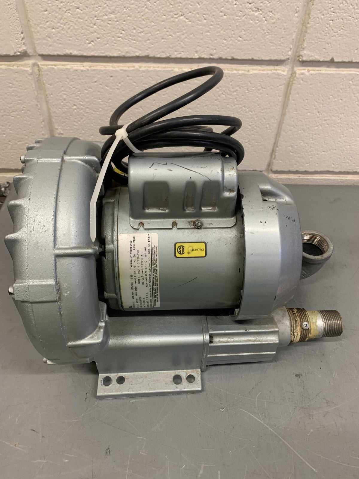 EMERSON ELECTRIC 1/3 HP REGENERATOR BLOWER J411X K55JXEPT-9350