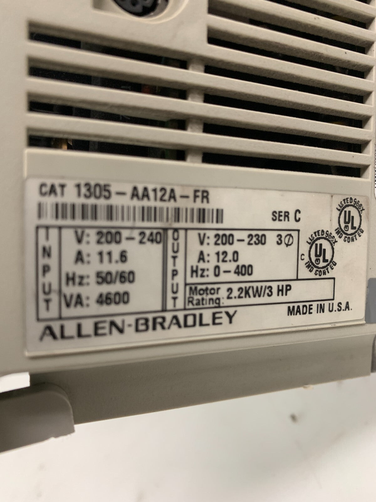 ALLEN-BRADLEY 1305-AA12A-FR SER. C 200-240V 12A1