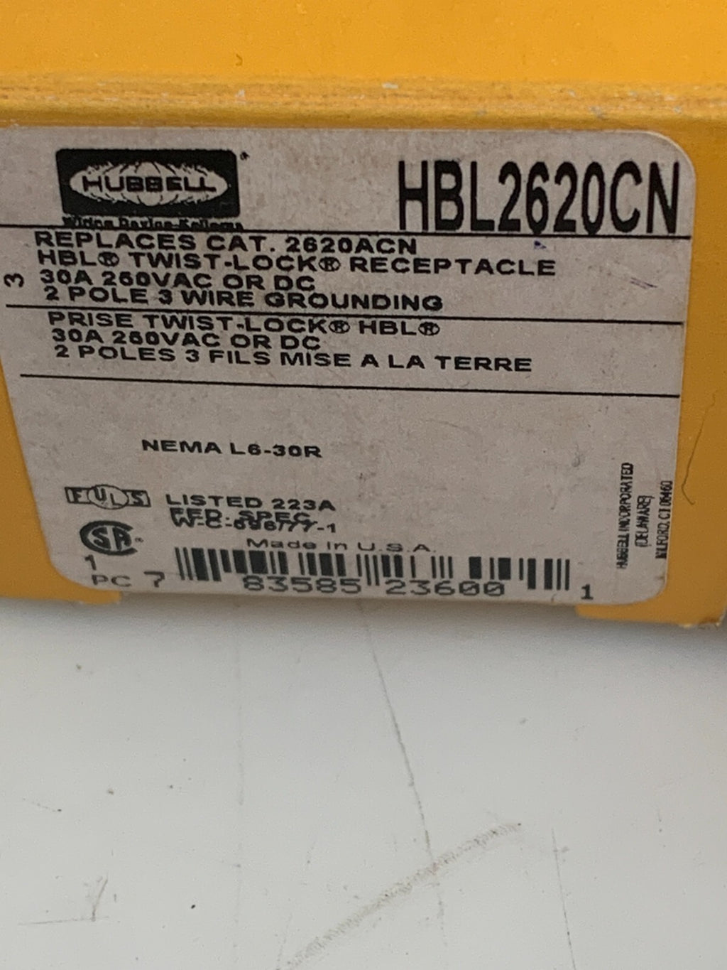 Lot of 6 Hubbell Hbl2620cn Twist-Lock Receptacle 30A 2 Pole 3 Wire