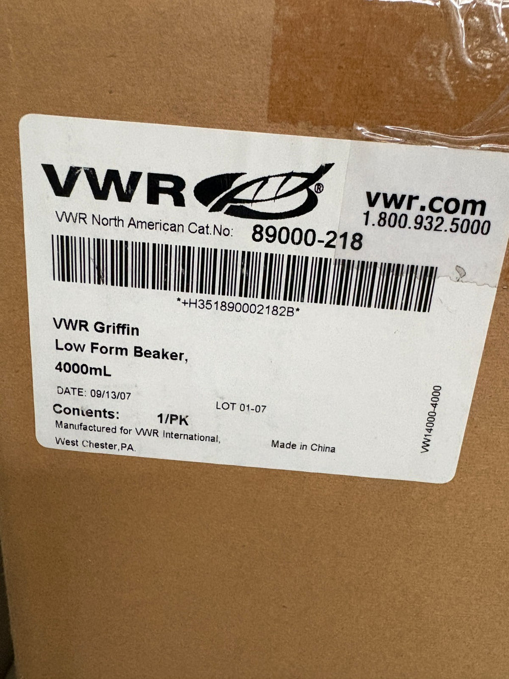 VWR LOWFORM BEAKER 4000ML 89000-218