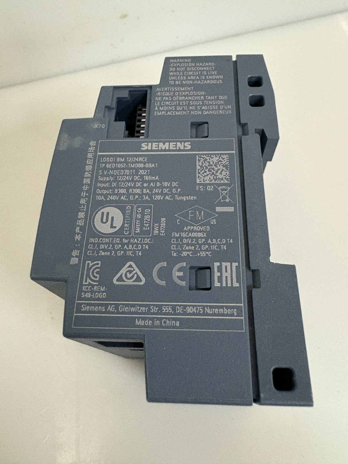 SIEMENS LOGO PLC 6ED 1052-1MD08-0BA1