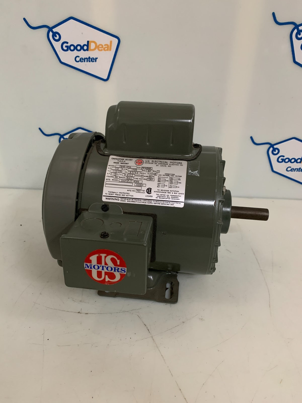 US MOTORS 1/2 HP 1725 RPM MODEL F845-SMA CAT FD12CM2P