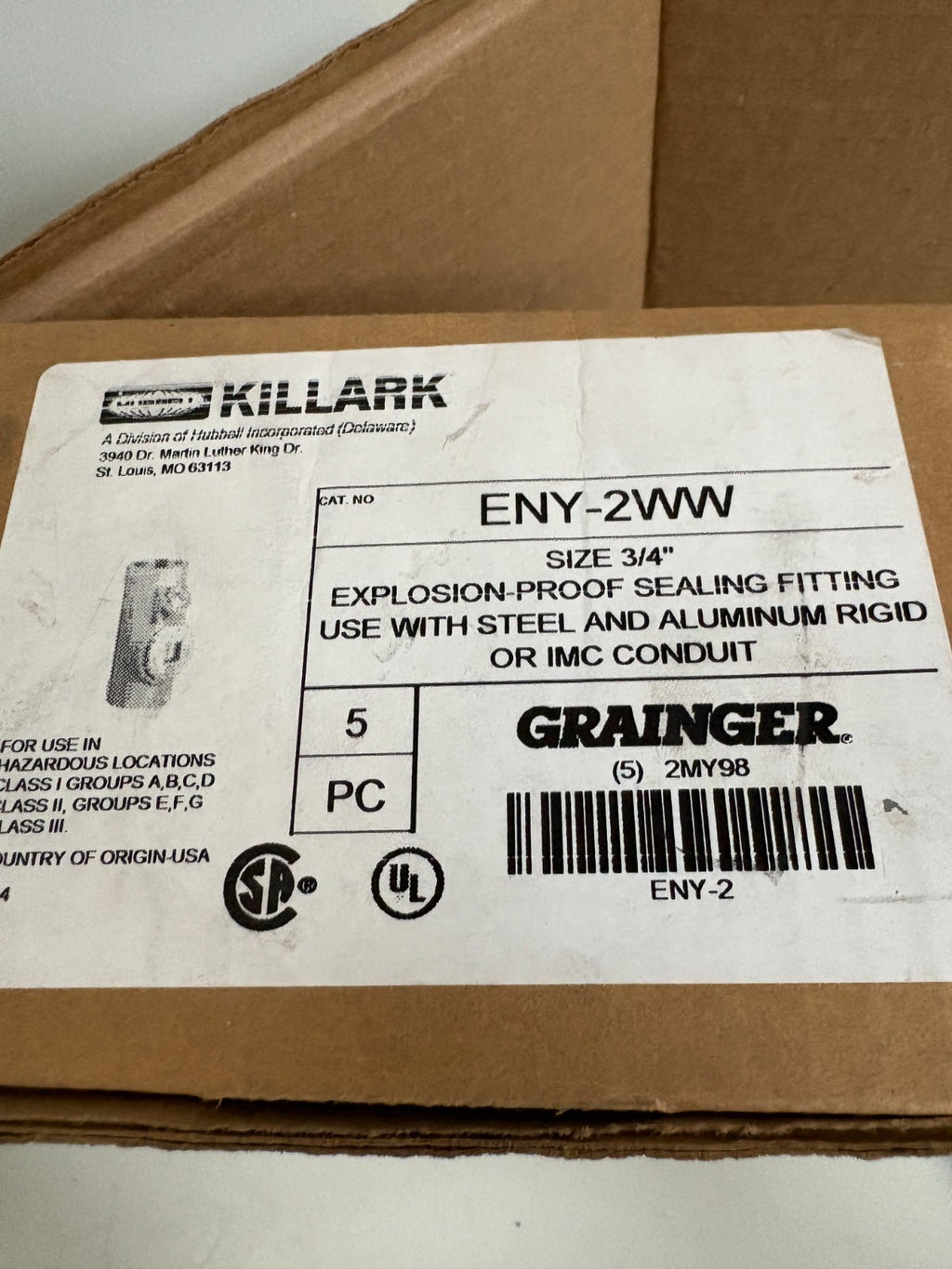 LOT OF 3 HUBBELL KILLARK EXPLOSION PROOF SEAL 3/4" CONDUIT FITTING #ENY-2WW