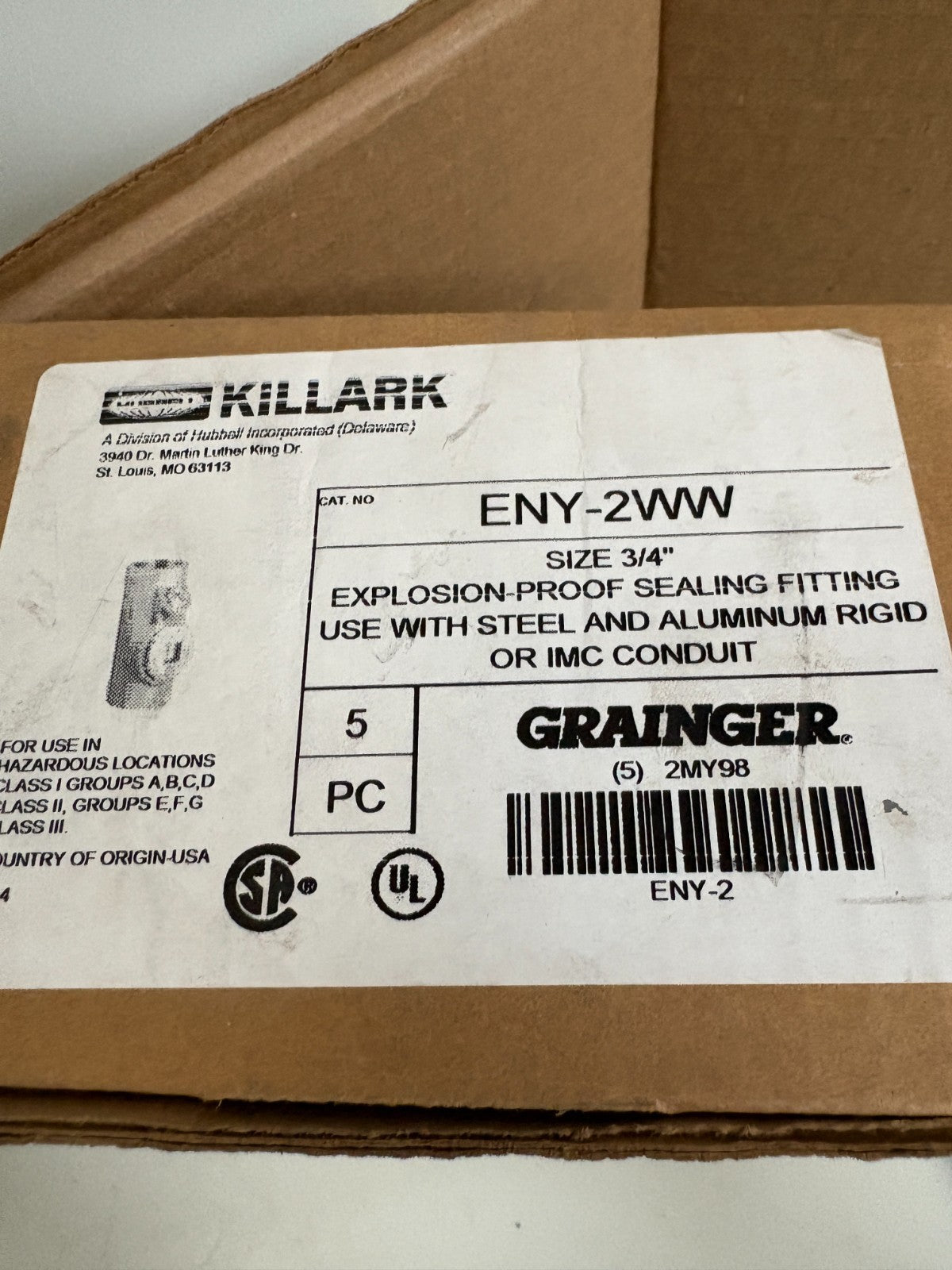 LOT OF 3 HUBBELL KILLARK EXPLOSION PROOF SEAL 3/4" CONDUIT FITTING #ENY-2WW