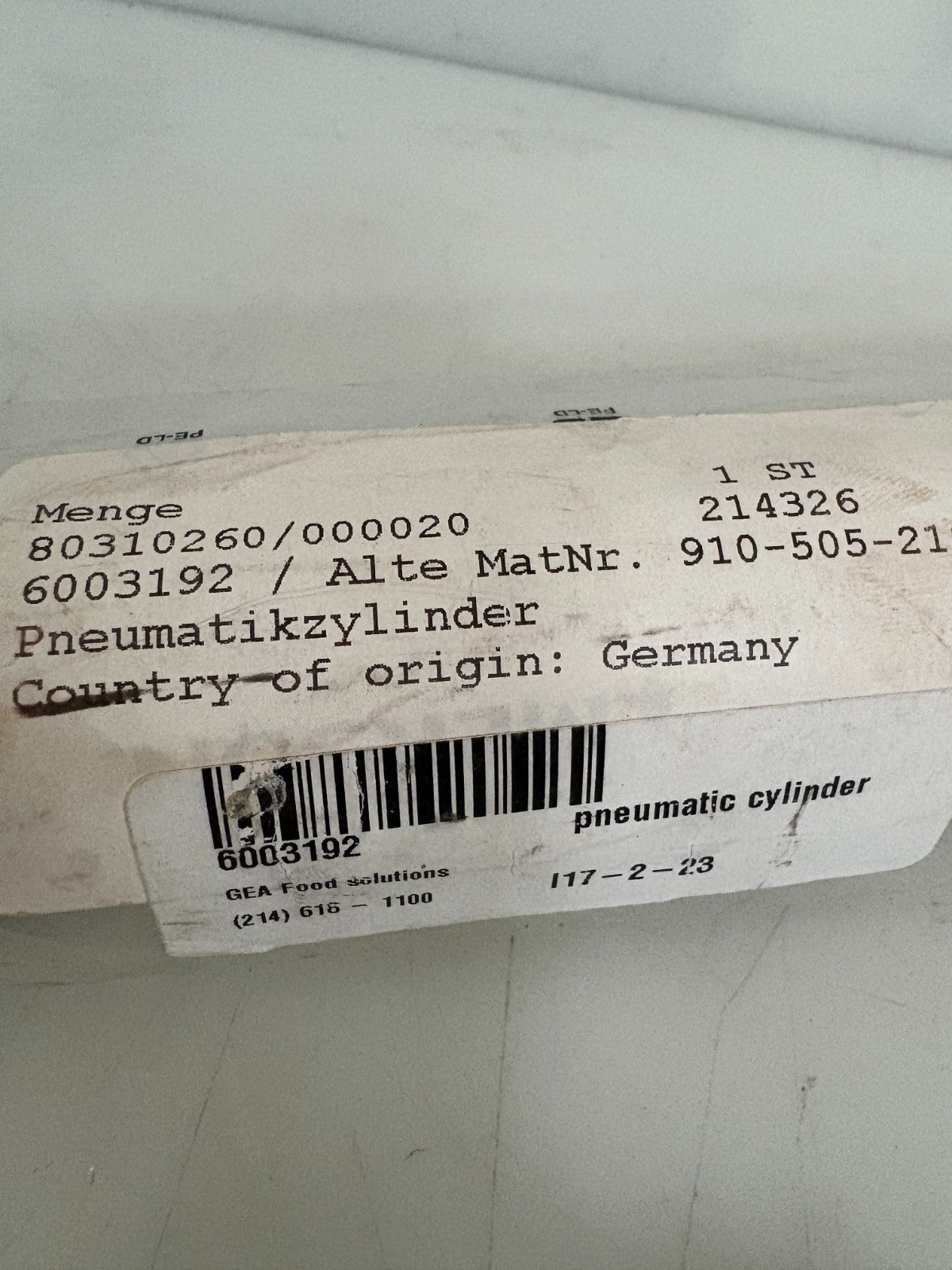EMERSON PNEUMATIC CYLINDER 910-505-218 AVENTICS 0822233017 GEA L17-2-232