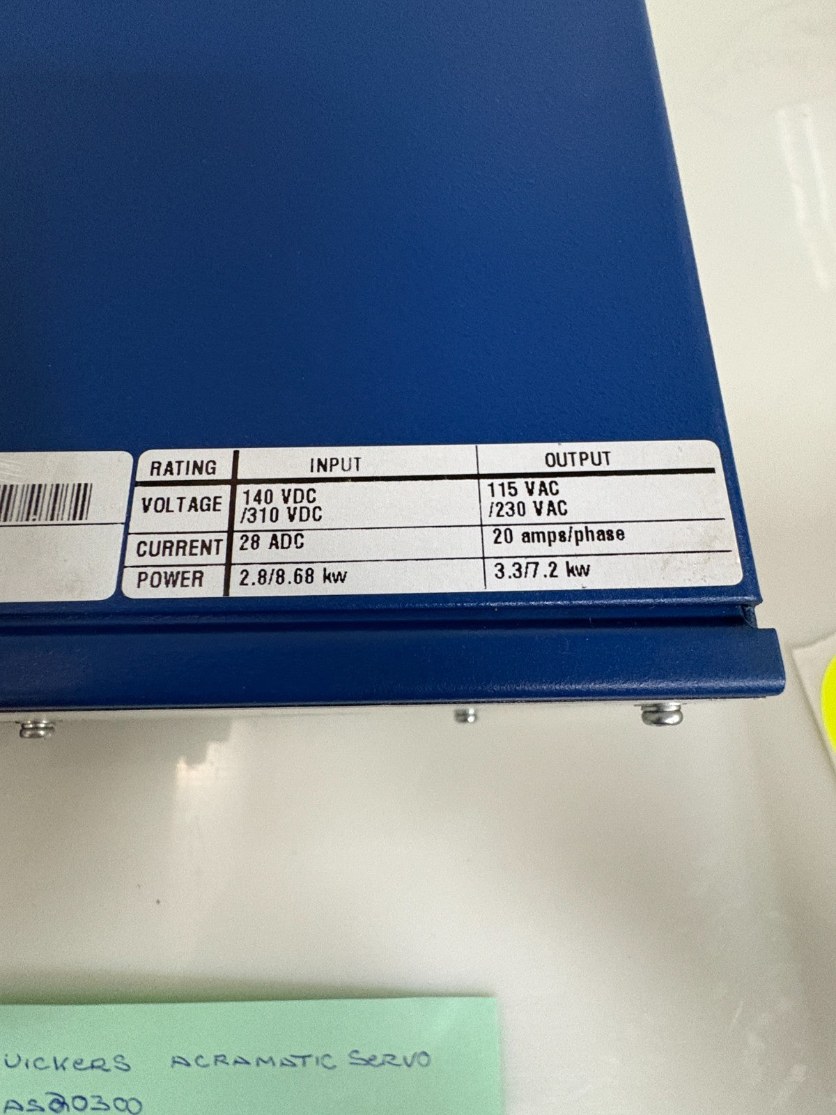 VICKERS ACRAMATIC SERVO AS20300