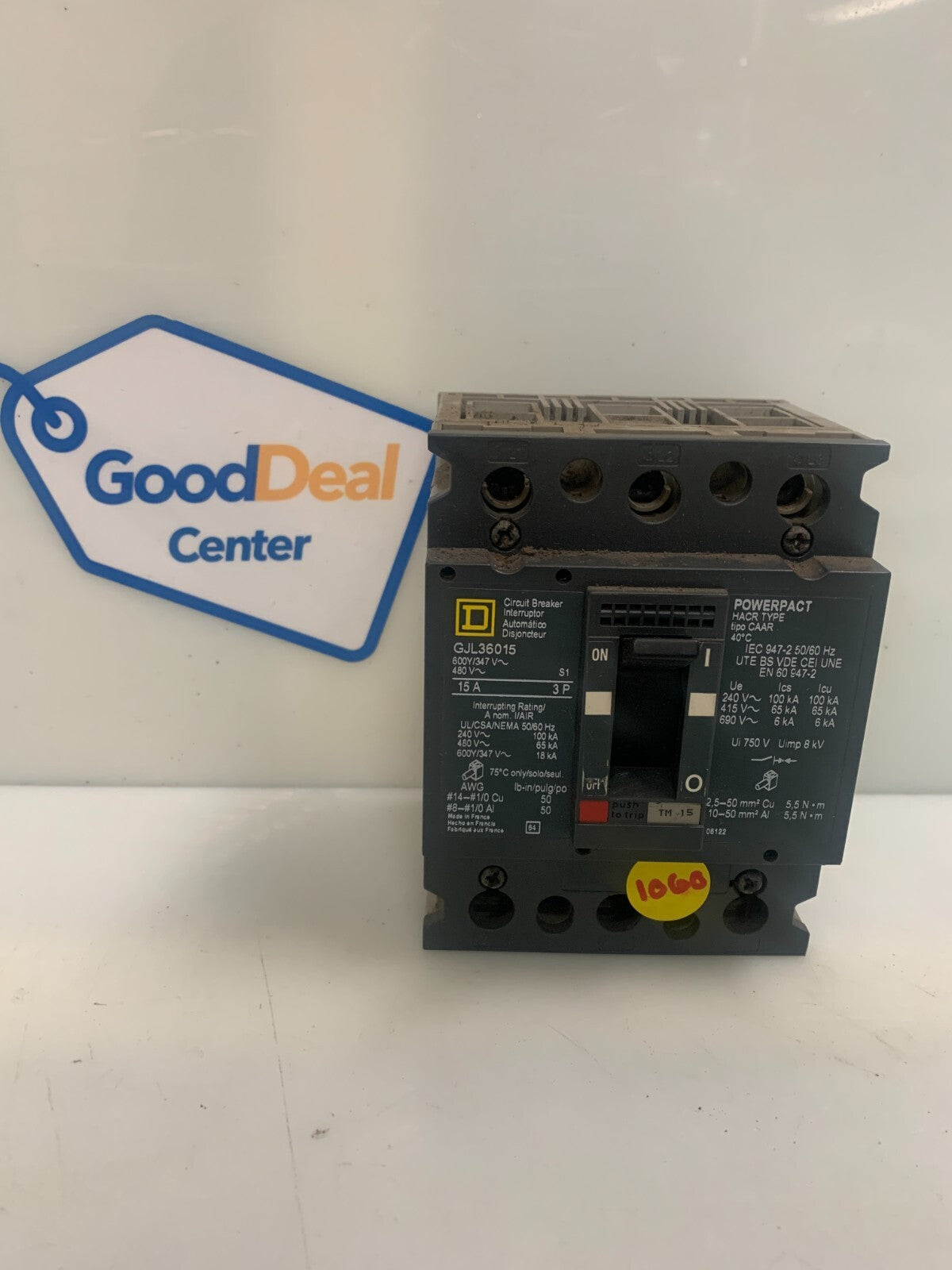 SQUARE D GJL36015 15A 480V Circuit Breaker