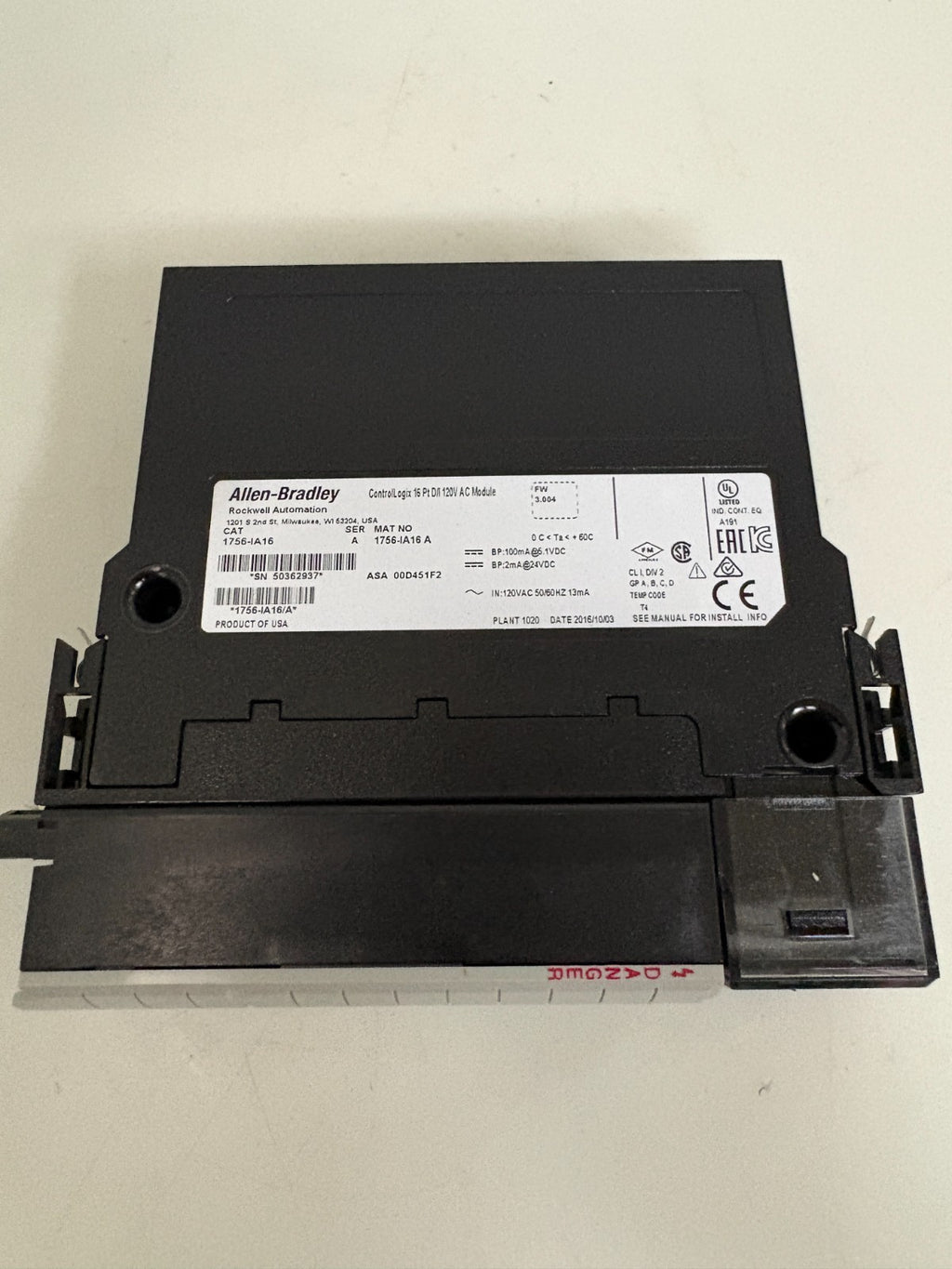ALLEN BRADLEY CONTROLLOGIX 16 PT DI 120V AC INPUT MODULE