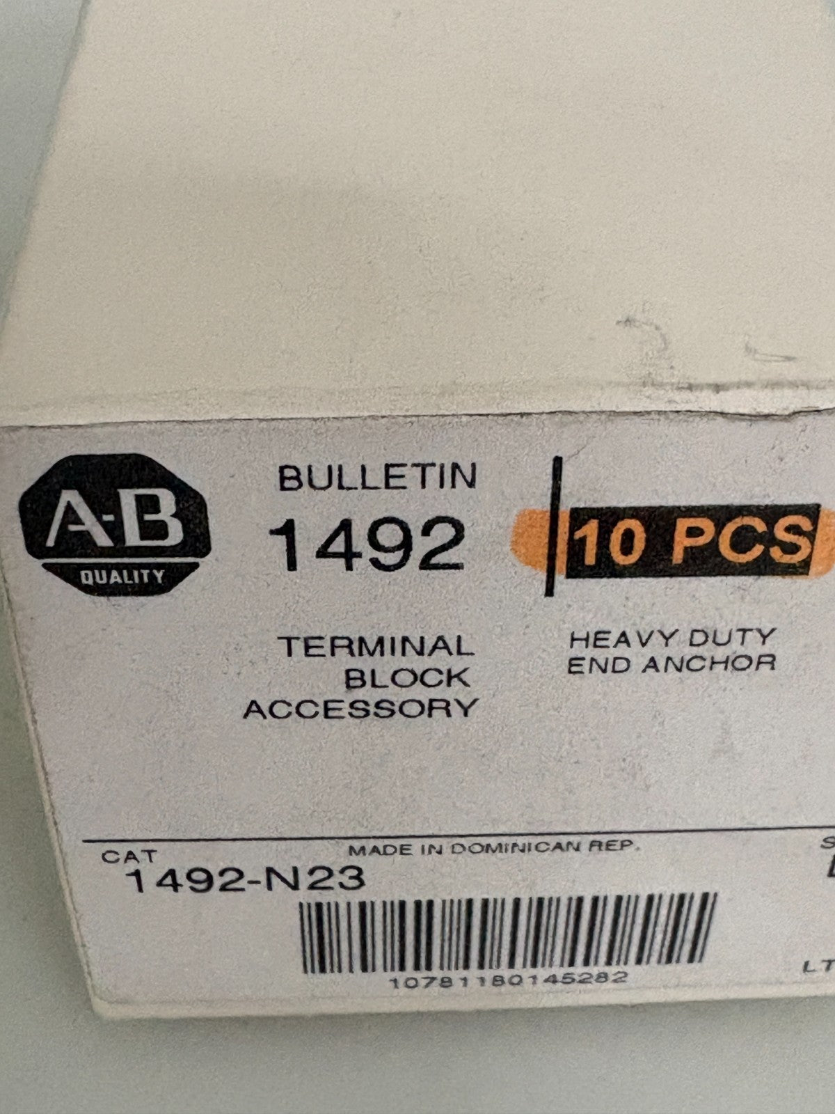 ALLEN BRADLEY TERMINAL BLOCK ACCY HEAVY DUTY END ANCHOR 1492-N23  BOX OF 10