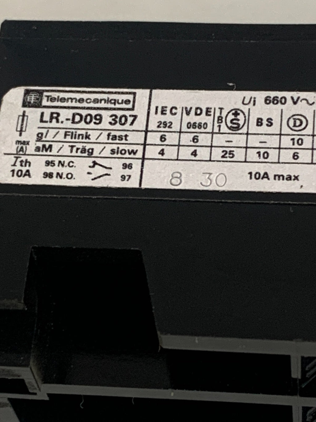 TELEMECANIQUE CONTACTOR LR1-D09307