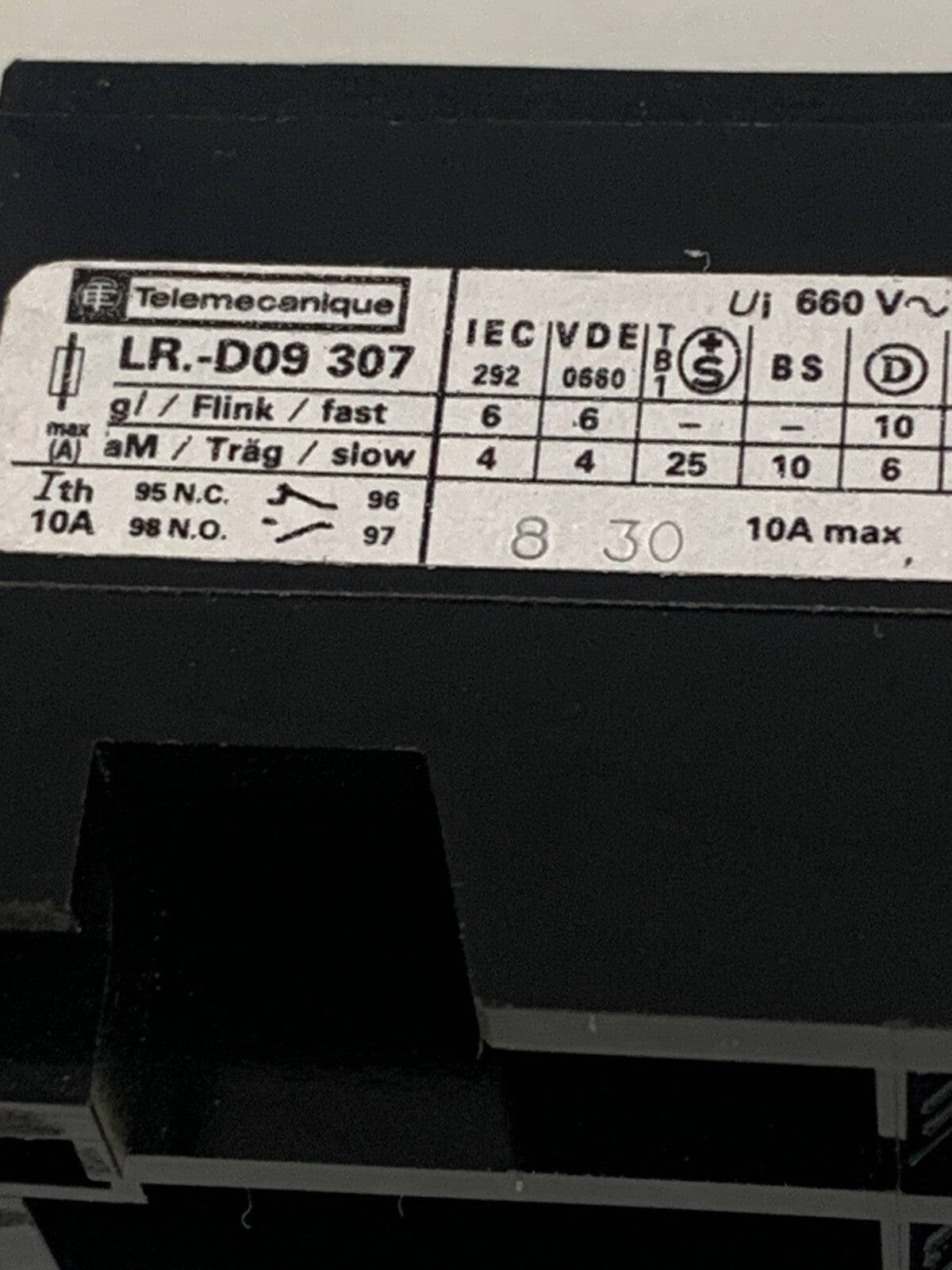 TELEMECANIQUE CONTACTOR LR1-D09307