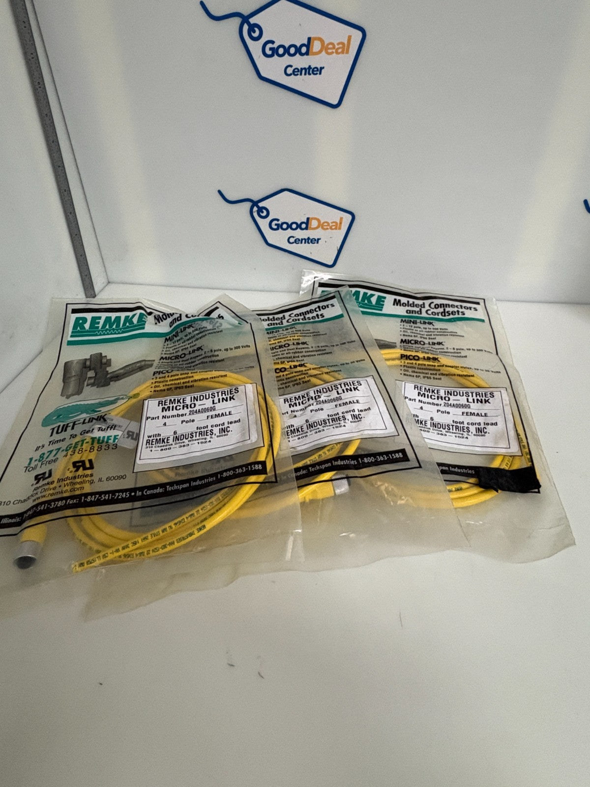 LOT OF 3 REMKE MICRO LINK 4 POLE FEMALE 6' CORD LEAD 204A0060 G