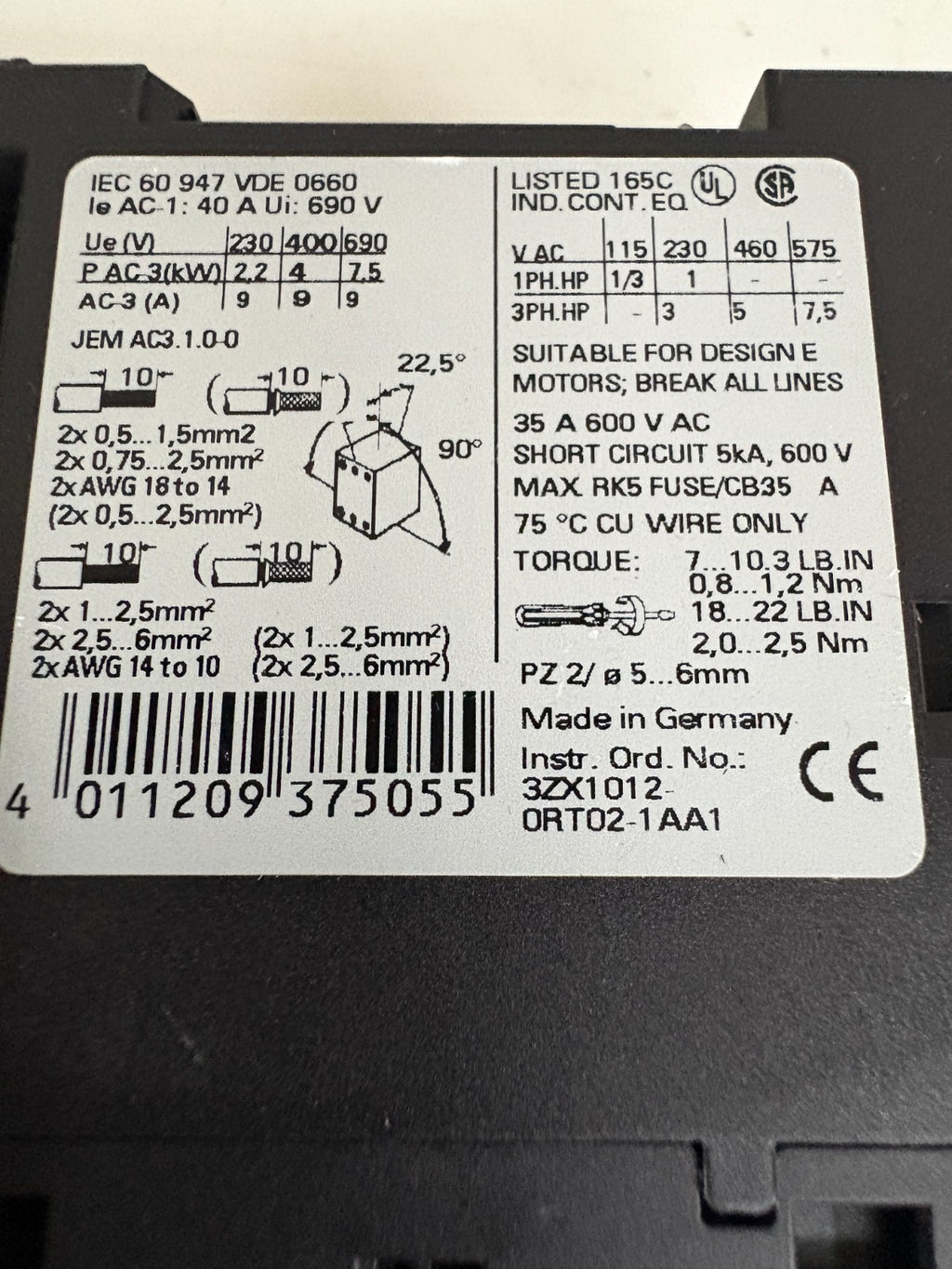LOT OF 3 SIEMENS MOTOR CONTACTOR 3RT1023-1B