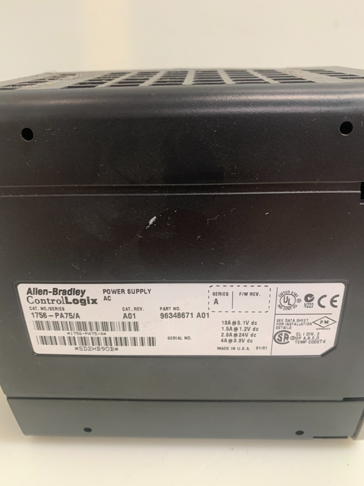 ALLEN BRADLEY / Logix   1756-PA75/A  AC Input Supply   A01
