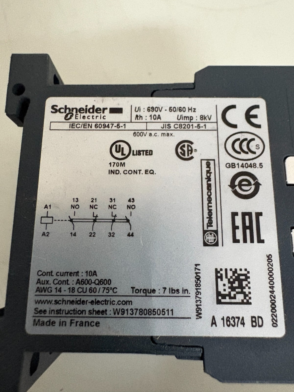 LOT OF 3 SCHNEIDER CONTROL RELAY CA3KN22BD2