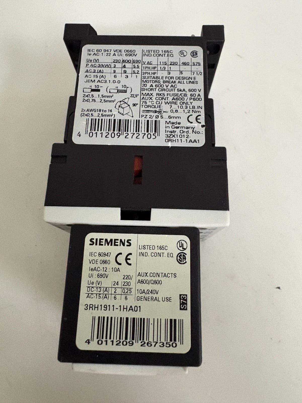 SIEMENS CONTACTOR 3RT1016-1BB41 G/000303-EO