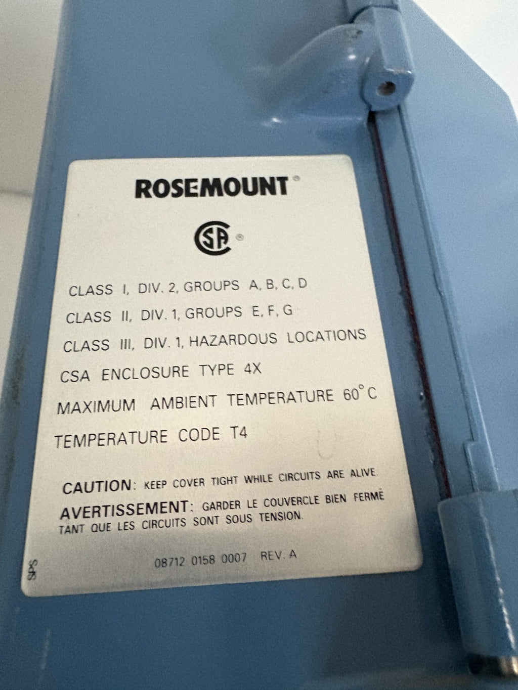 ROSEMOUNT SMART FAMILY MAGNETIC FLOW TRANSMITTER #8712HR12N0W47