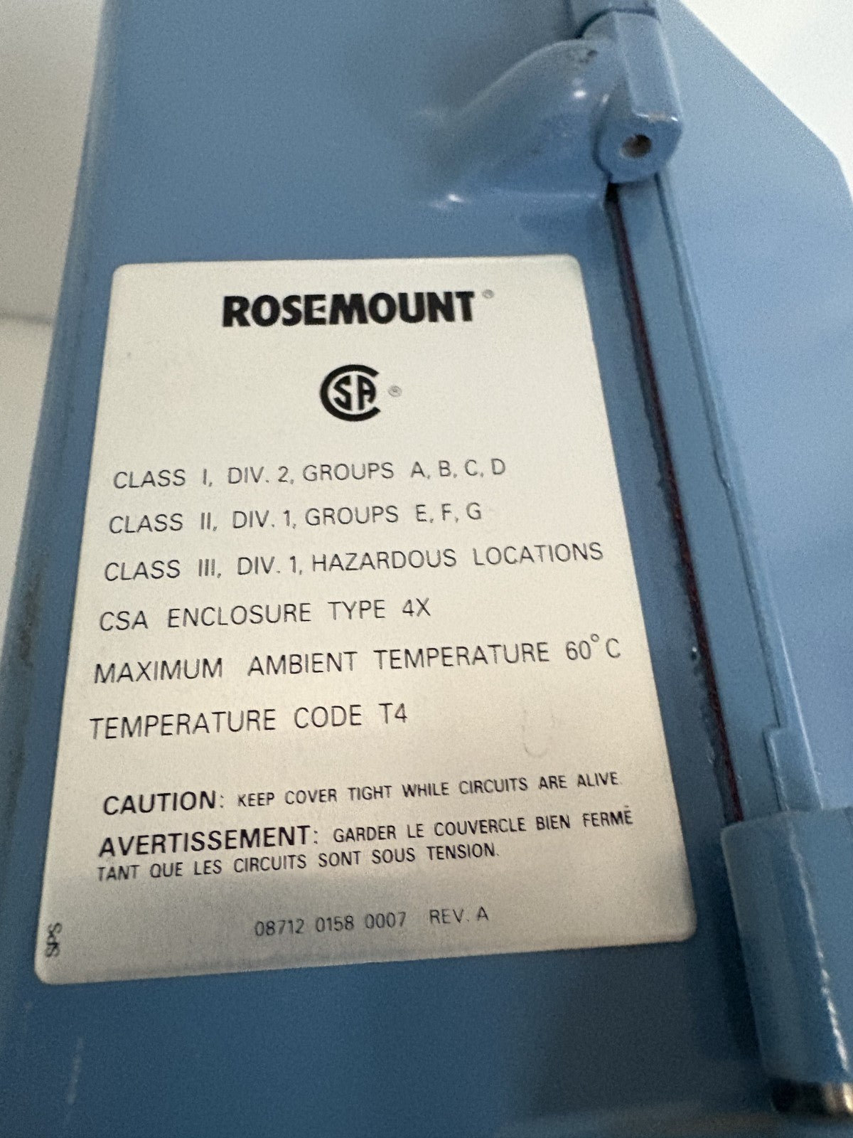 ROSEMOUNT SMART FAMILY MAGNETIC FLOW TRANSMITTER #8712HR12N0W47