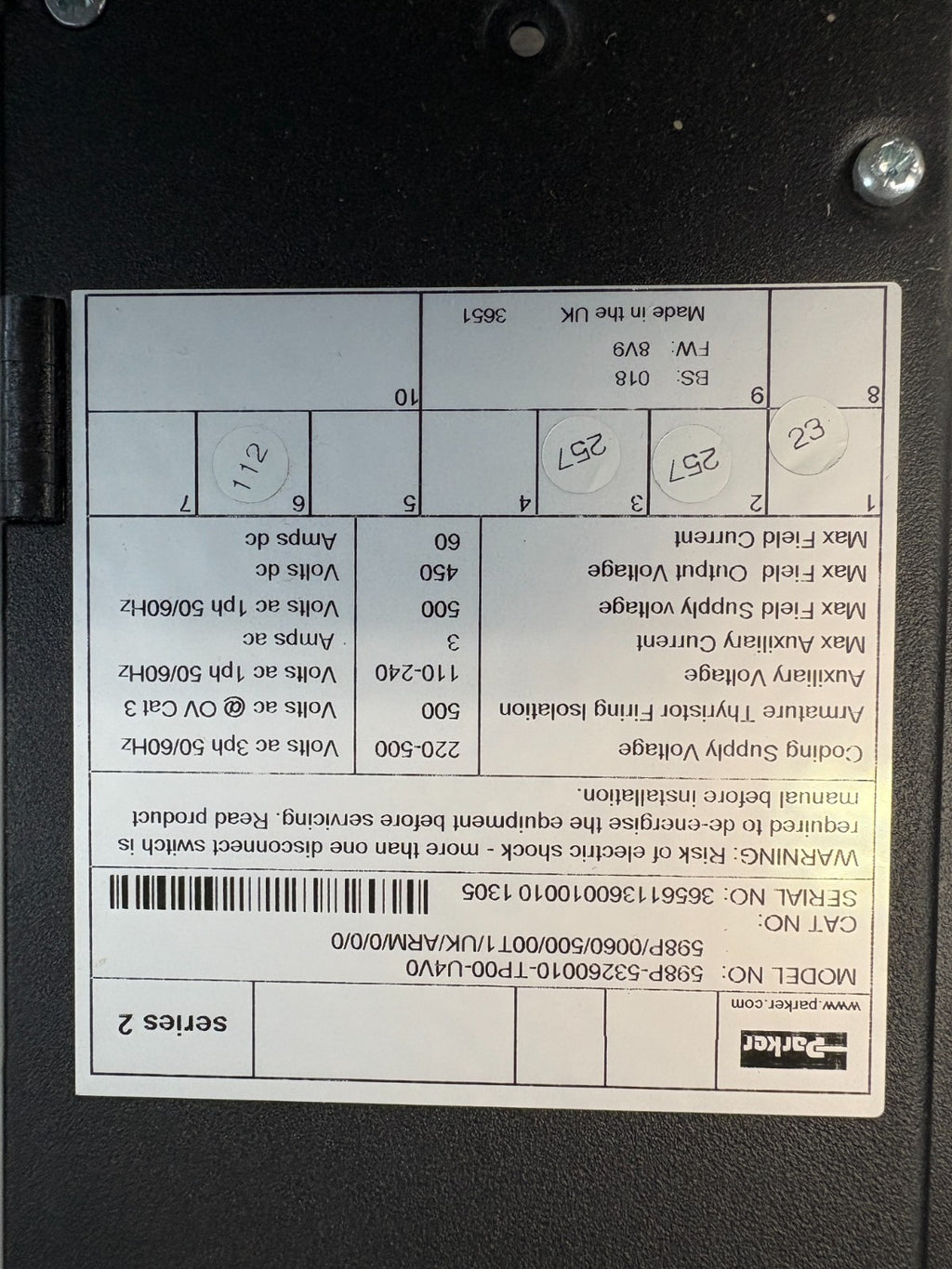 PARKER DRIVE 598P-53260010-TP00 LAVO DC INTEGRATOR 590+ SERIES 2