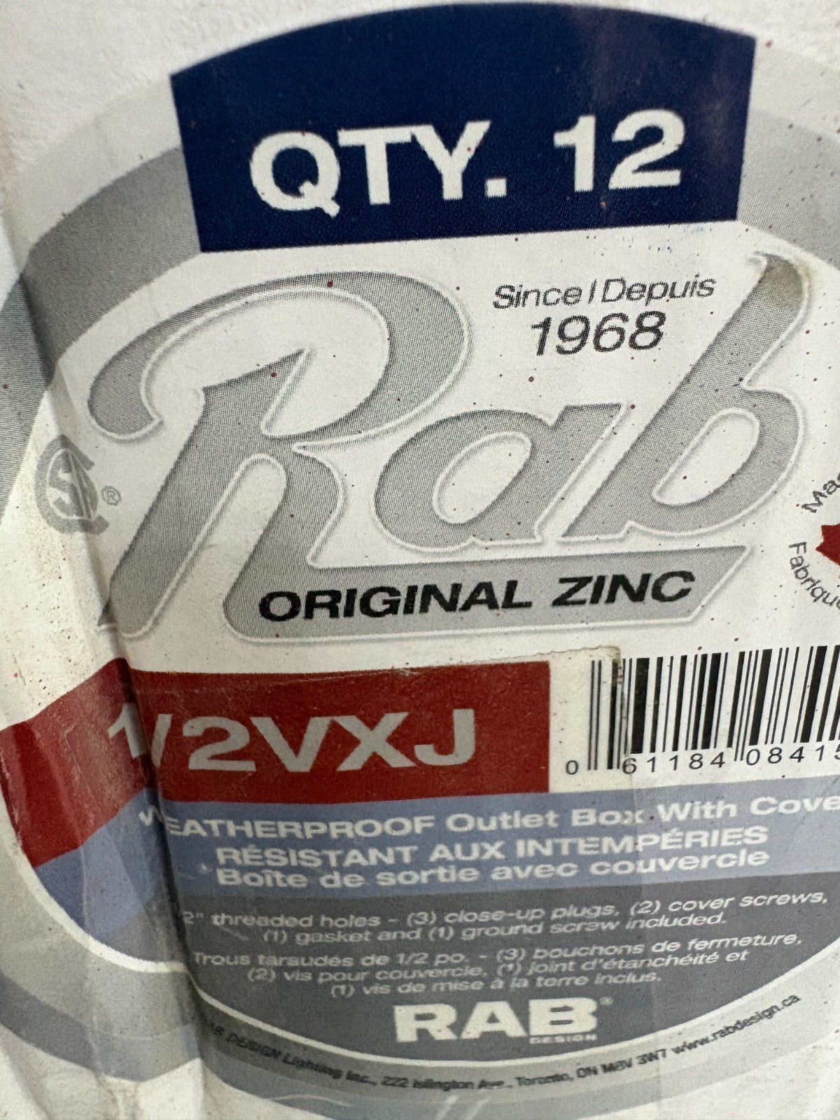 RAB DESIGN 5 INLET ROUND BOX W/COVER 1/2VXJ 12 PER BOX2