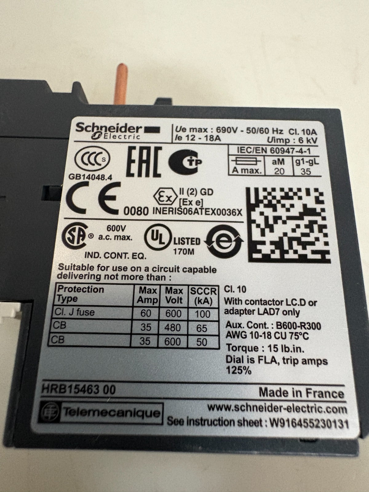 SCHNEIDER RELAY LRD 212