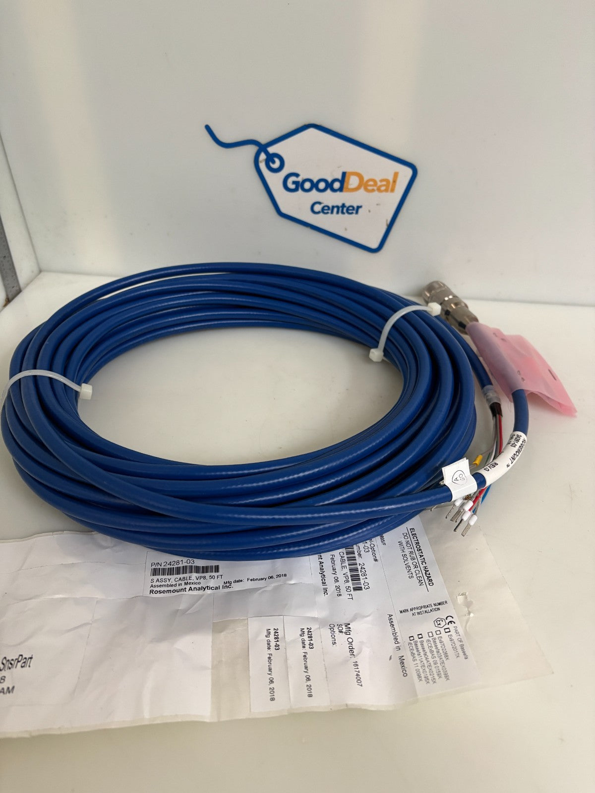 ROSEMOUNT ANALYTICAL ASSY CABLE VP8 50FT #24281-03