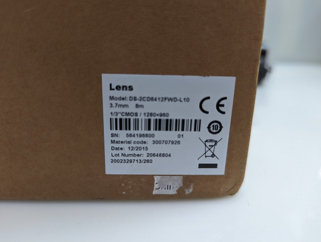 Hikvision DS-2CD6412FWD-L10 Cylindrical Shape Lens, 3.7mm