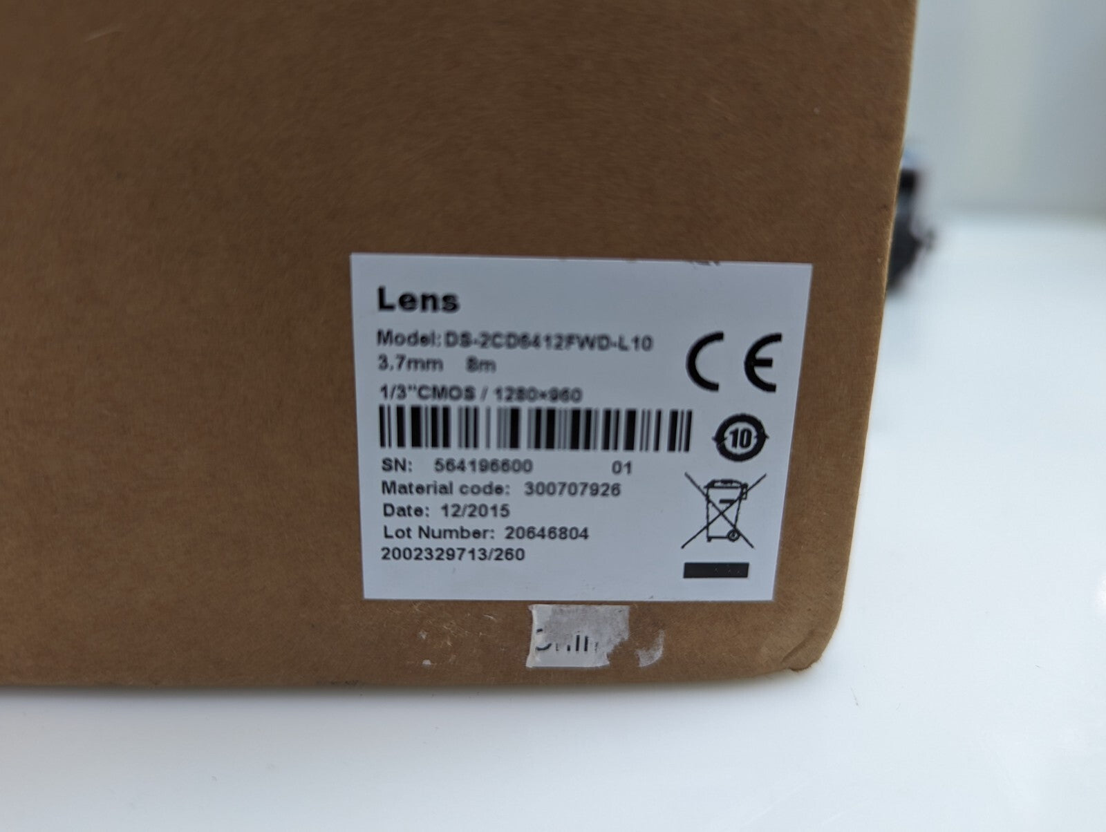 Hikvision DS-2CD6412FWD-L10 Cylindrical Shape Lens, 3.7mm