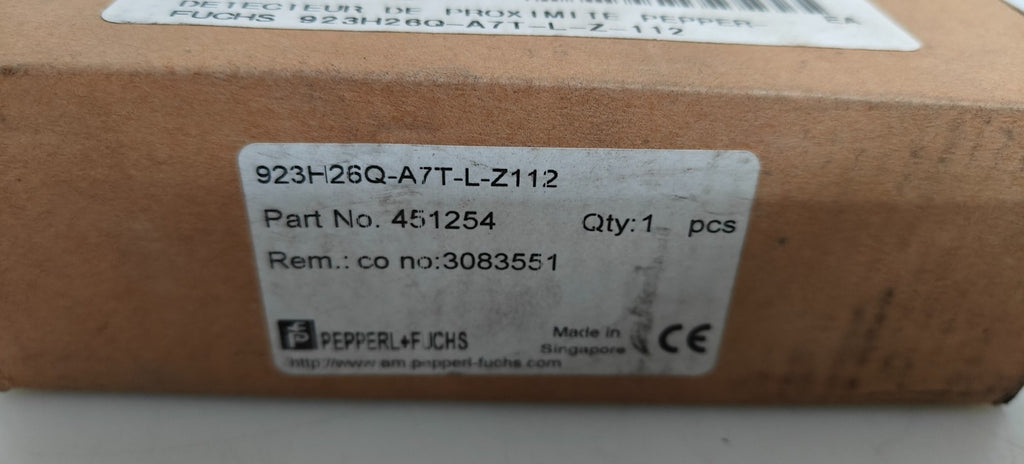 PEPPER & FUCHS PROXIMITY SENSOR 923 H26Q-A7T-L-Z-1121