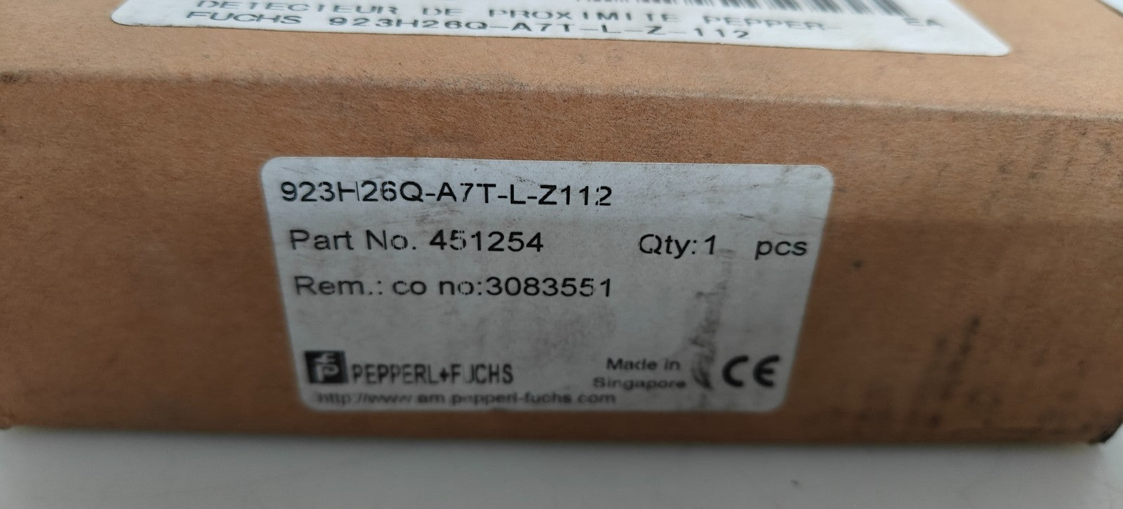 PEPPER & FUCHS PROXIMITY SENSOR 923 H26Q-A7T-L-Z-1121