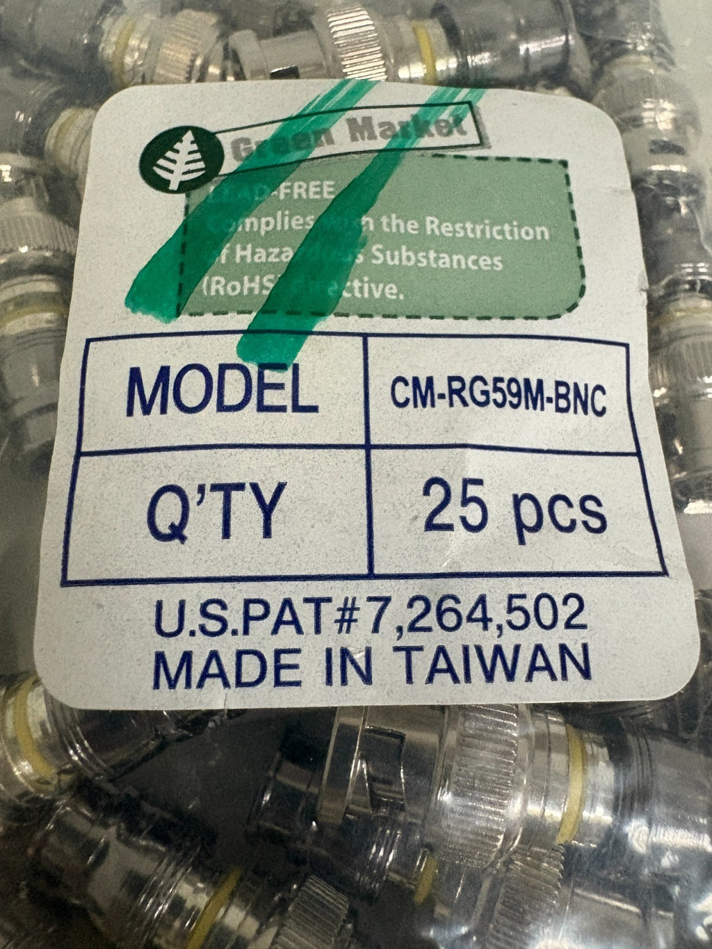 LIBERTY GREEN MARKET BNC PLUG CM-RG59M-BNC 25/BAG