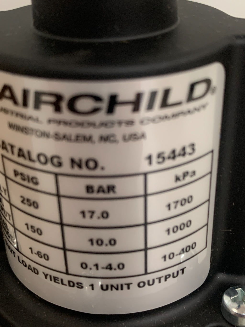 FAIRCHILD PNEUMATIC REGULATOR #15443