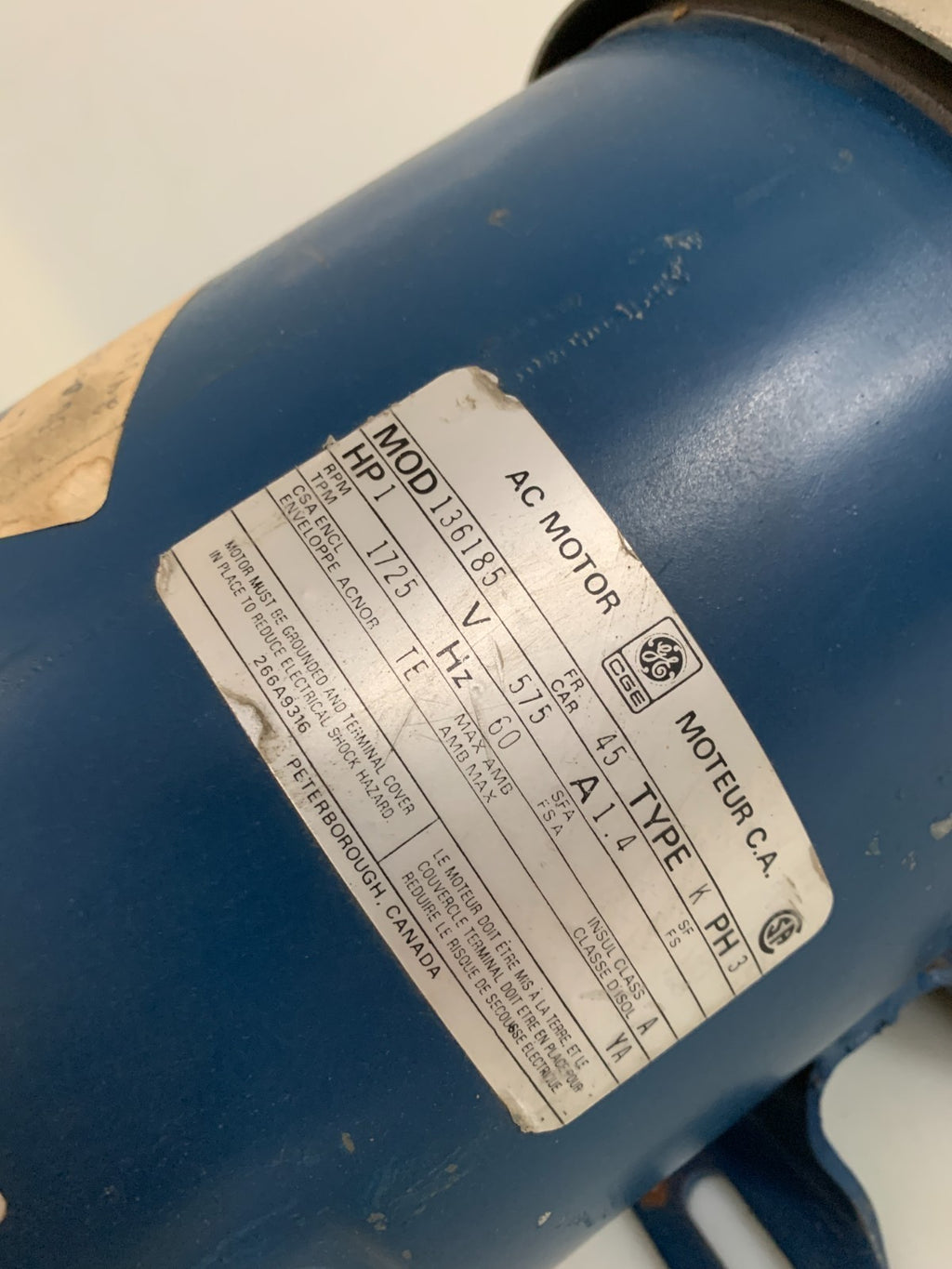GENERAL ELECTRIC DC MOTOR 3HP 1725RPM #136185 TYPE K