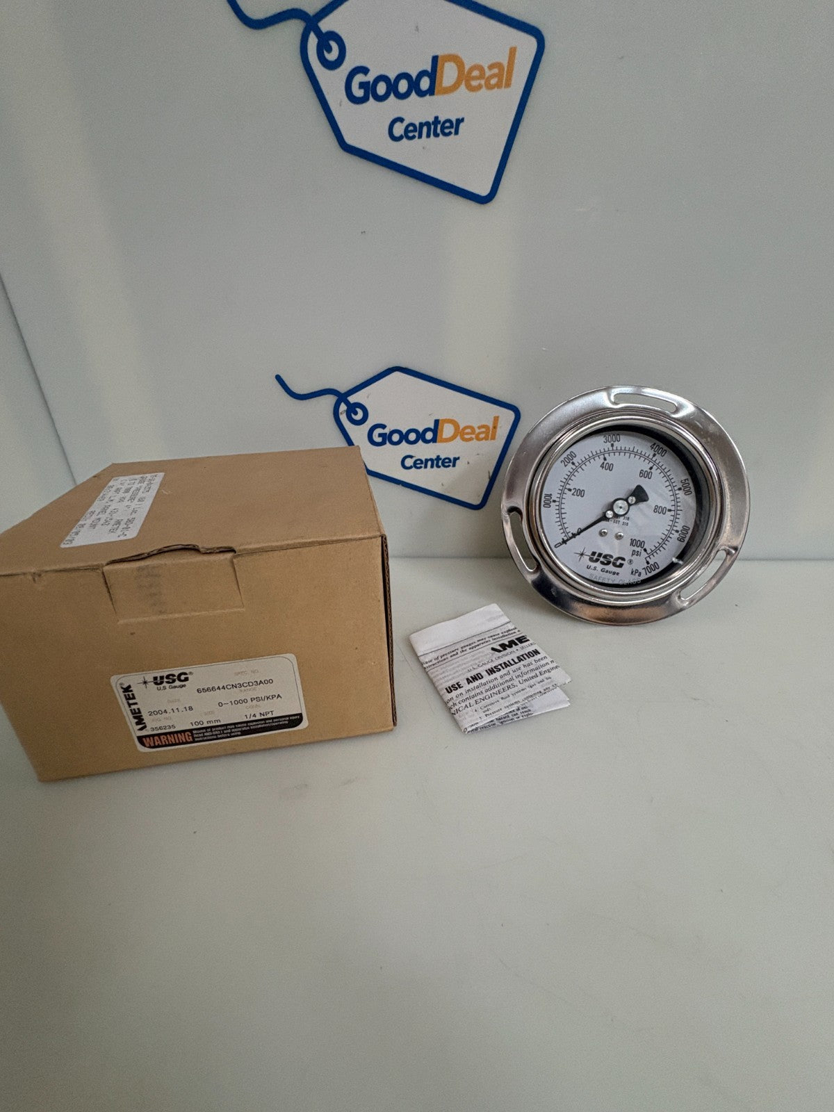 AMETEK USG GAUGE 0-1000 PSI/KPA 1/4NPT #356235