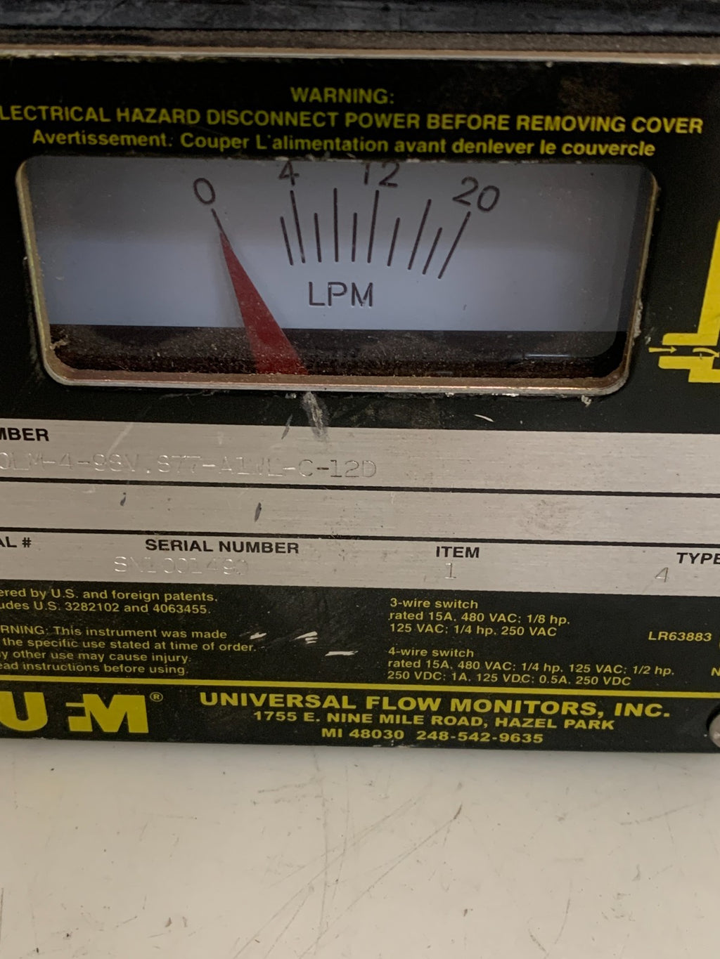 UNIVERSAL FLOW MONITORS SN-ASB20LM-4-98V.877-A1WL-C-12D1