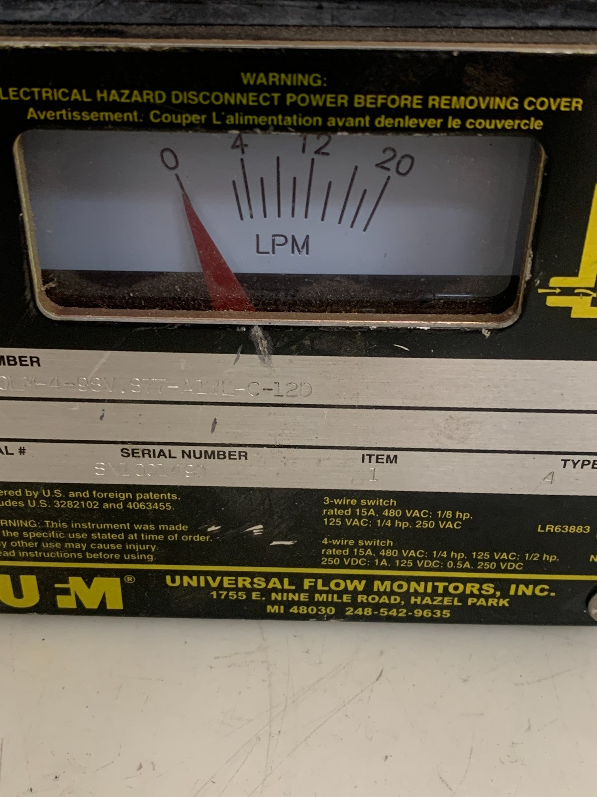 UNIVERSAL FLOW MONITORS SN-ASB20LM-4-98V.877-A1WL-C-12D1