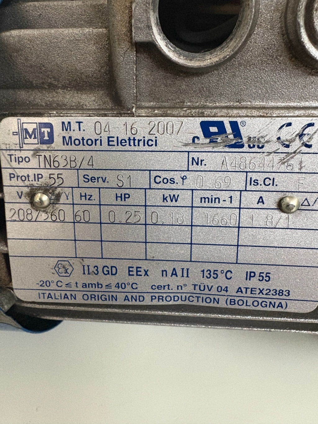 MOTORI ELECTRICI MT 1/4HP MOTOR TNG3B/43